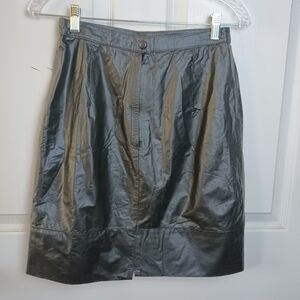 VINTAGE Comint Black Leather Skirt Midi 11/12